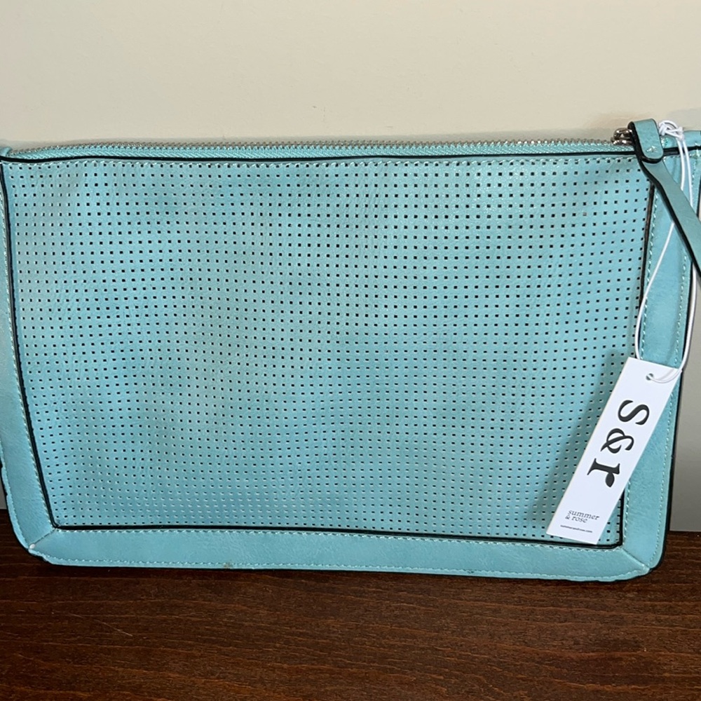 Summer & Rose Leather Large Carry Clutch NWOT